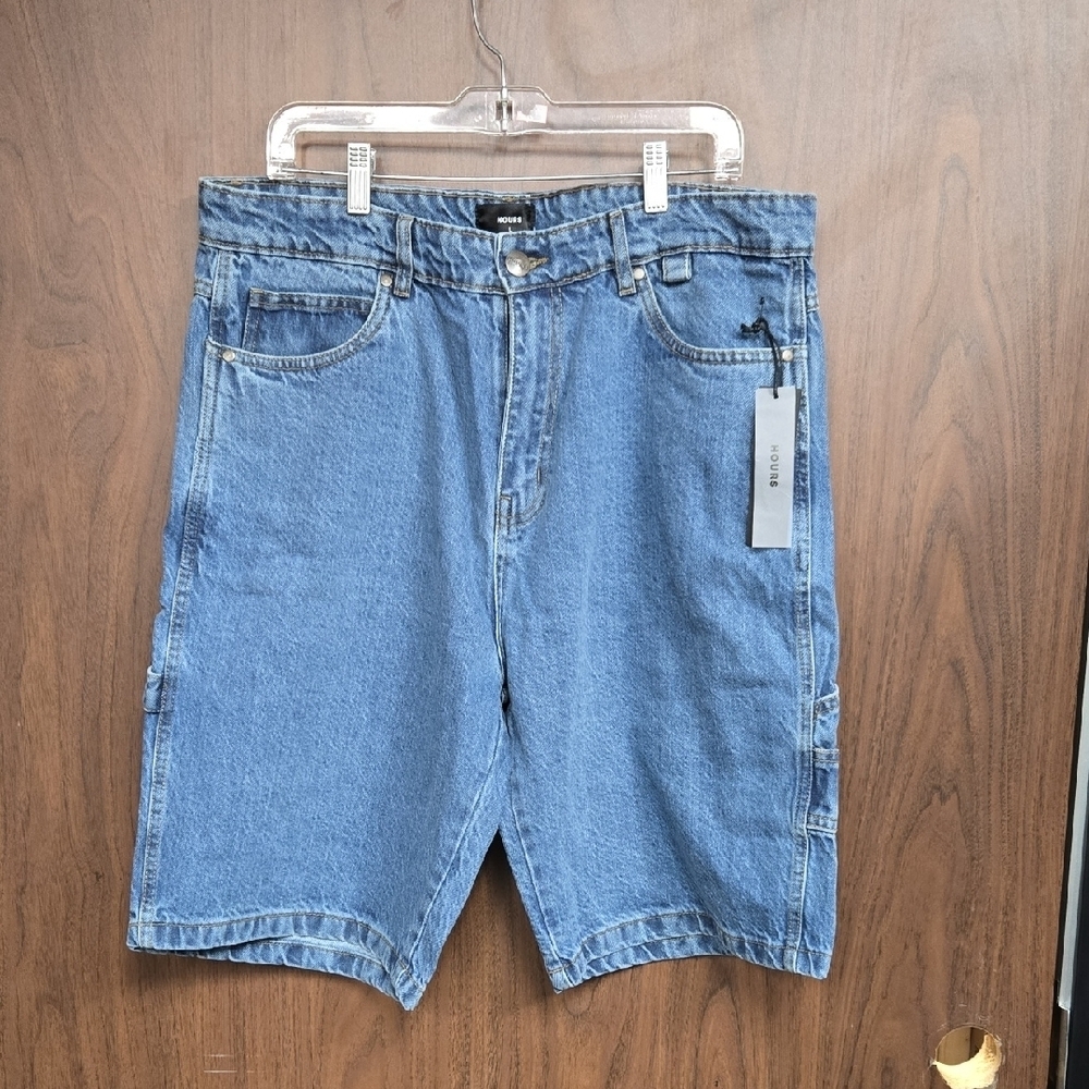 Hours Size L Medium Wash Denim Cargo Short